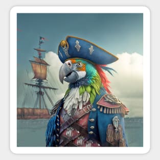 Macaw Parrot Pirate Captain Sticker